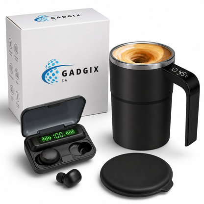 Gadgix SA™ Self-Stirring Mug + FREE Wireless Earbuds