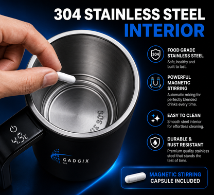 Gadgix SA™ Self-Stirring Mug + FREE Wireless Earbuds